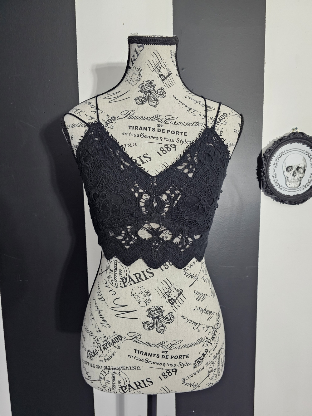 Free People Black Crochet Crop Bralette